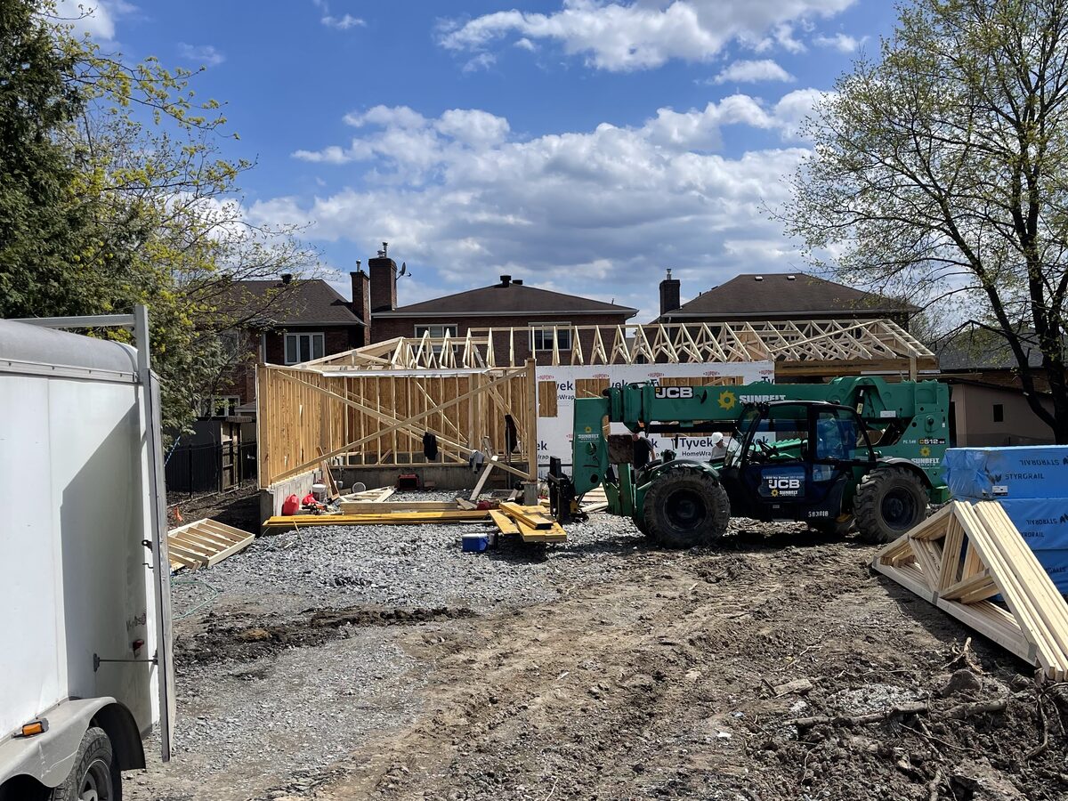 Site preparation with equipment and gravel access